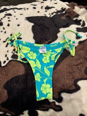Neon Floral Tie-Side Bikini Bottom